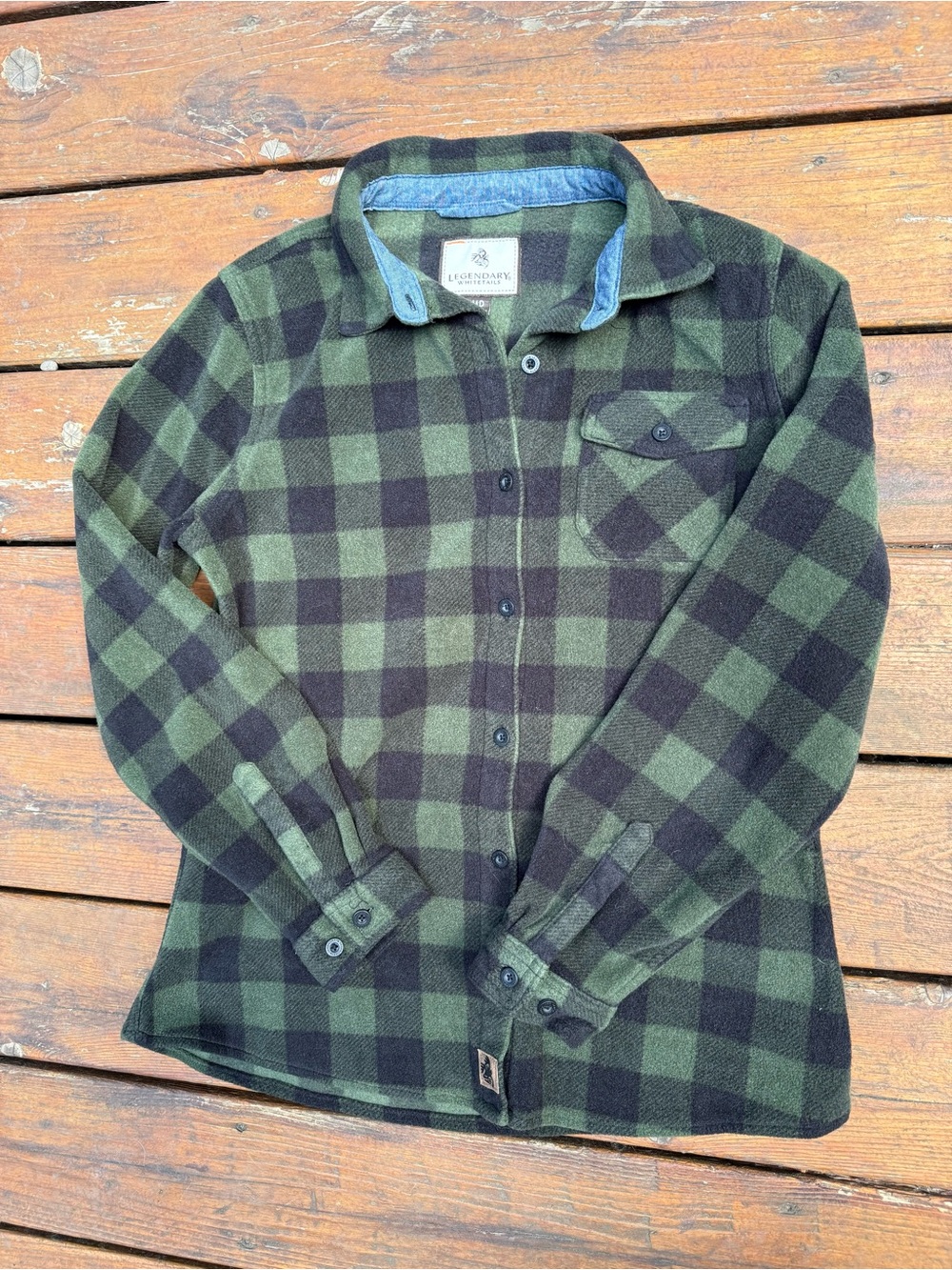Legendary Whitetails Olive Green & Black Buffalo Plaid Flannel Fleece